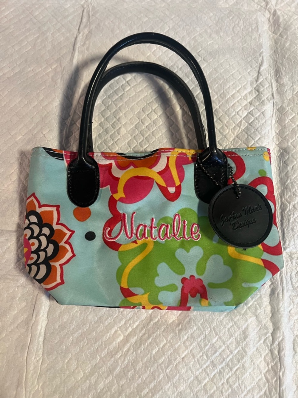Natalie Floral Mini Tote Bag with Black Handles